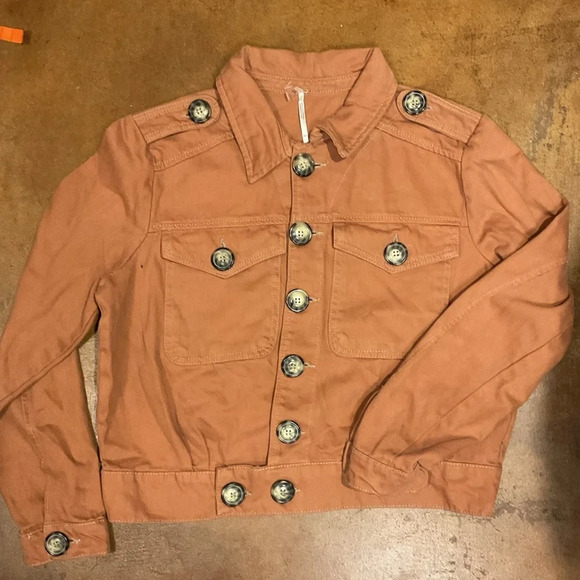 Free People Burnt Orange Utility Button Front Workwear Jacket XS A20 - Picture 1 of 3